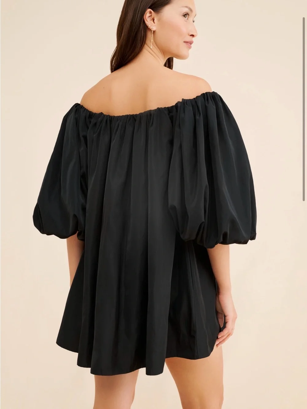 Mare Mare Puff Sleeve Off The Shoulder Mini Dress in Black sz XS - Picture 2 of 5